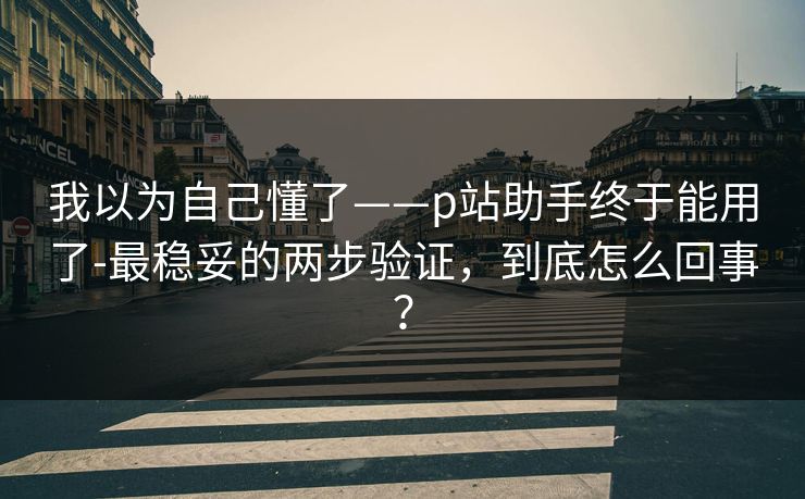 我以为自己懂了——p站助手终于能用了-最稳妥的两步验证，到底怎么回事？